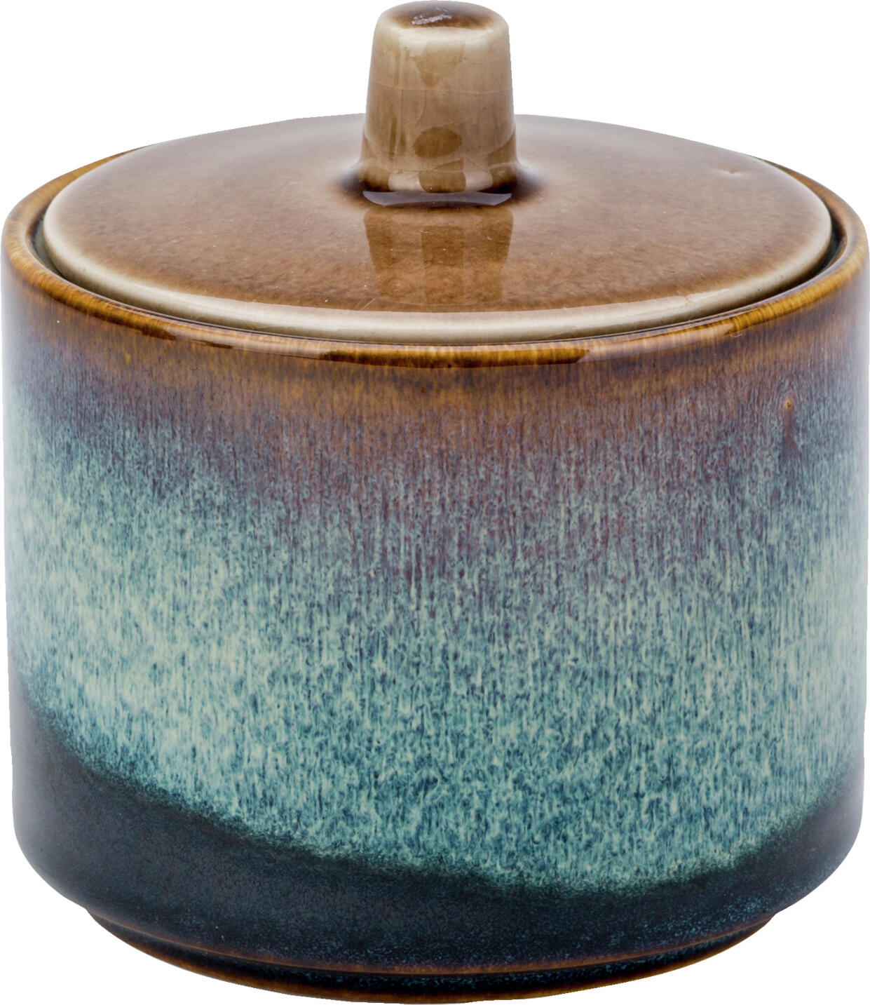 Cosy & Trendy Quintana Porcelain Sugar Bowl with Lid, Amber Brown, Handmade, Dishwasher and Microwave Safe, 8x8.5 cm, Set of 6