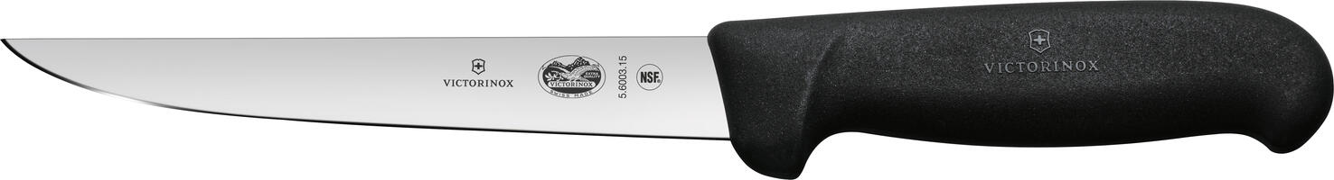 Victorinox Fibrox Straight Boning Knife 5.6003.15, 15 cm Stainless Steel Blade, Non-Slip Ergonomic TPE Handle, NSF Certified, Dishwasher Safe