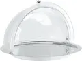 Copertă Rotundă Roll Top APS Marcia, SAN Transparent și Aluminiu, 38x40.5 cm, Mâner Cromat, Protecție Alimentară pentru Buffet