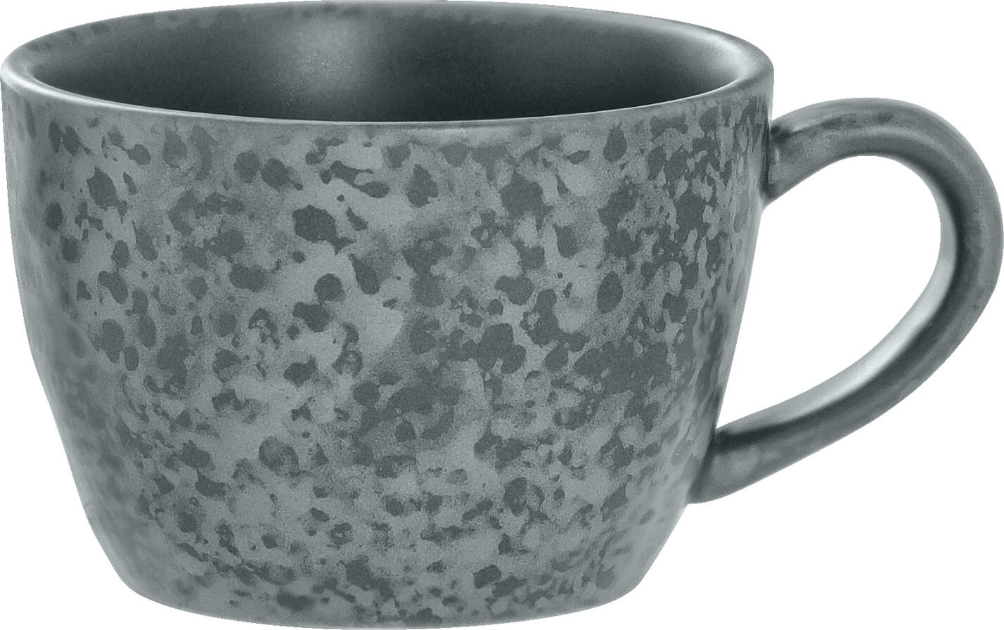 Vega Arona Espresso Cup Set of 6, 85ml Colored Porcelain with Matt Glaze, Anthracite, Irregular Edges, Dishwasher and Microwave Safe