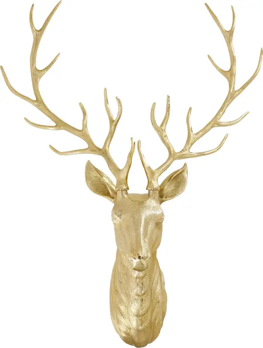 LUSINI Janne XXL Decorative Deer Head, High-Quality Aluminum, Gold, 104 x 132 x 35.5 cm, Indoor Wall Art with Bracket