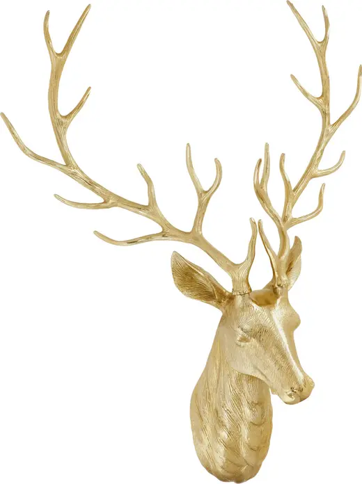 LUSINI Janne XXL Decorative Deer Head, High-Quality Aluminum, Gold, 104 x 132 x 35.5 cm, Indoor Wall Art with Bracket