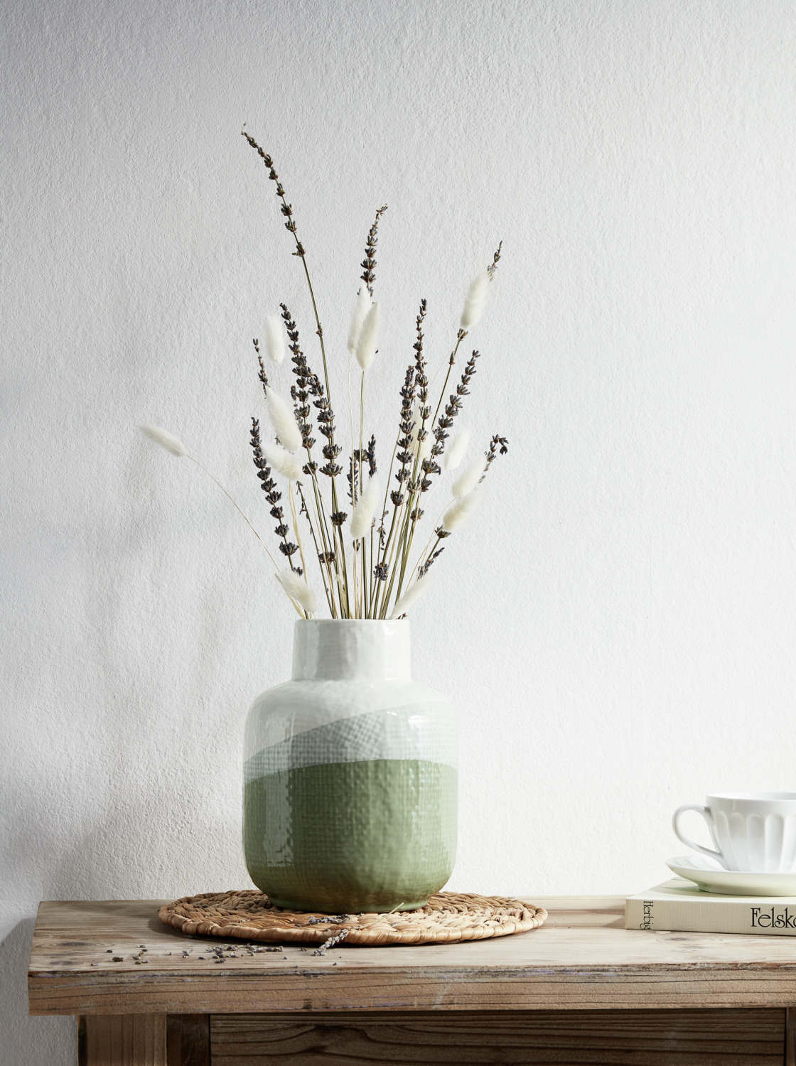 Flori Uscate LUSINI Ajda din Material Natural, Culoare Alb, Lungime 40 cm, Set de 50 Tulpini pentru Decoratiuni Individuale