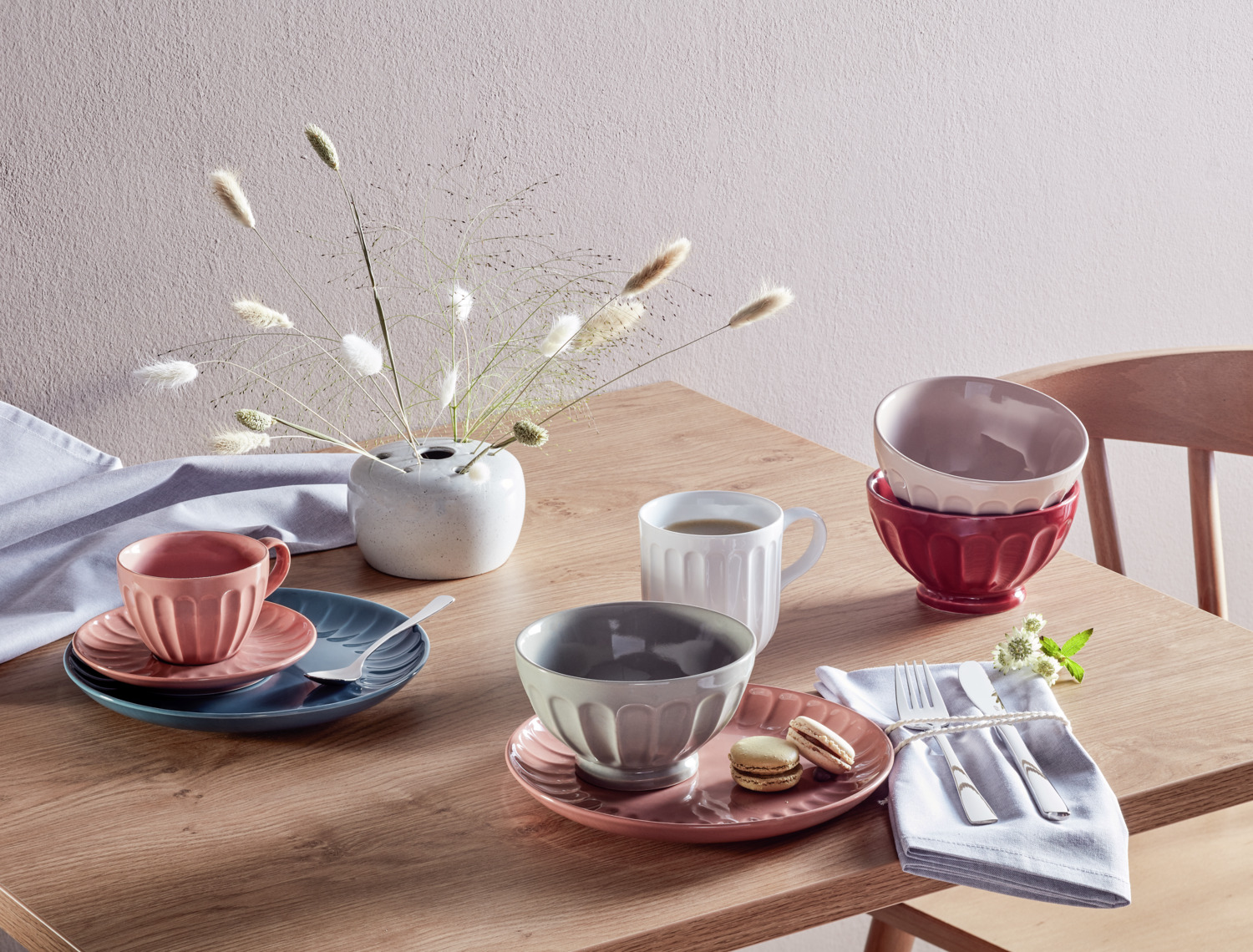 Flori Uscate LUSINI Ajda din Material Natural, Culoare Alb, Lungime 40 cm, Set de 50 Tulpini pentru Decoratiuni Individuale