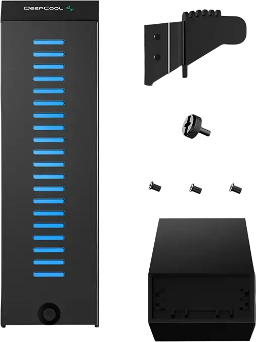 Держатель видеокарты Deepcool GH-01 A-RGB, адресуемая RGB подсветка, диапазон поддержки 47.2-154 мм, зубчатая регулировка, черный