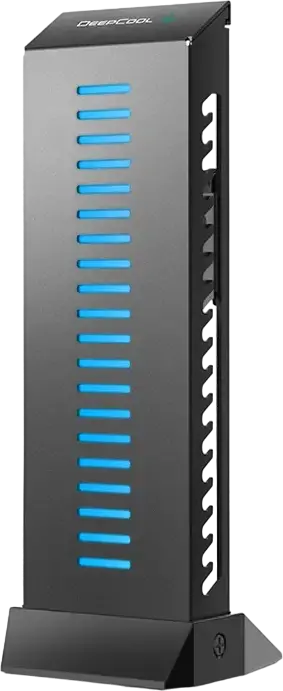 Держатель видеокарты Deepcool GH-01 A-RGB, адресуемая RGB подсветка, диапазон поддержки 47.2-154 мм, зубчатая регулировка, черный