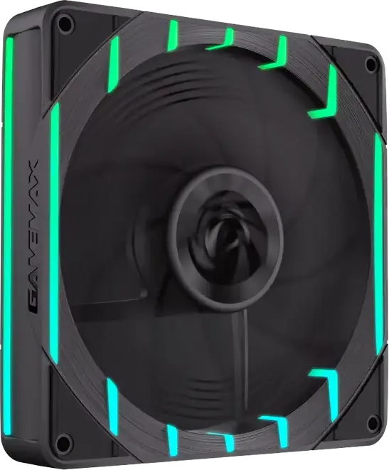 Корпусный вентилятор GAMEMAX Tornado T12 Reversed ARGB, 120мм, PWM, 800-2200 об/мин, 66.89 CFM, гидродинамический подшипник, черный