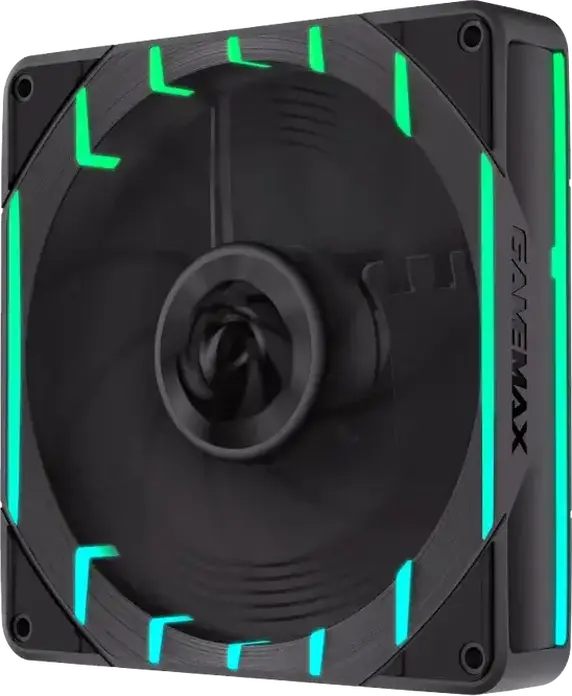 Корпусный вентилятор GAMEMAX Tornado T12 Reversed ARGB, 120мм, PWM, 800-2200 об/мин, 66.89 CFM, гидродинамический подшипник, черный