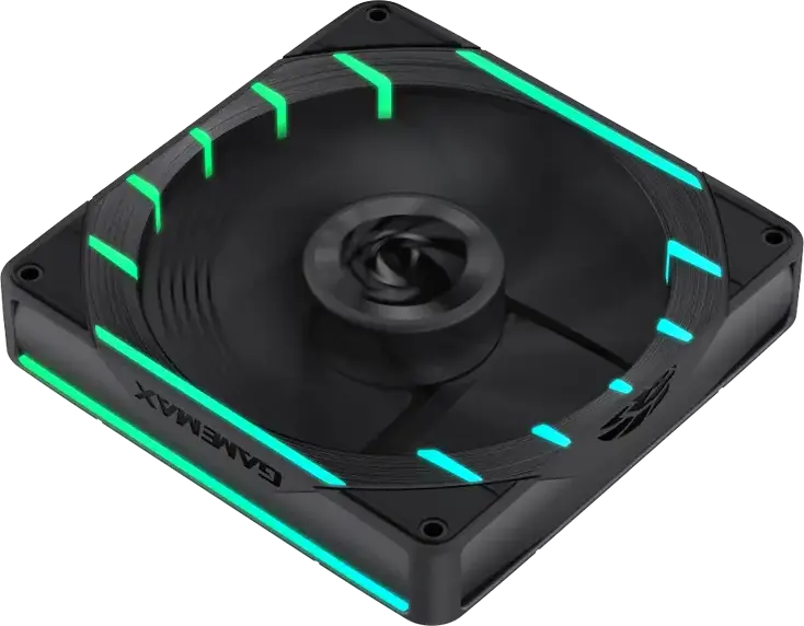 Корпусный вентилятор GAMEMAX Tornado T12 Reversed ARGB, 120мм, PWM, 800-2200 об/мин, 66.89 CFM, гидродинамический подшипник, черный
