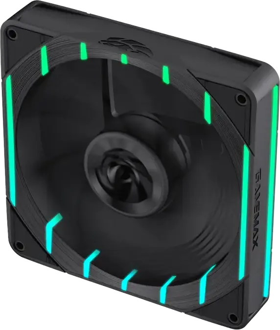 Корпусный вентилятор GAMEMAX Tornado T12 Reversed ARGB, 120мм, PWM, 800-2200 об/мин, 66.89 CFM, гидродинамический подшипник, черный