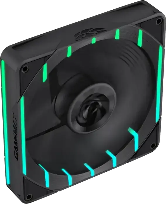 Корпусный вентилятор GAMEMAX Tornado T12 Reversed ARGB, 120мм, PWM, 800-2200 об/мин, 66.89 CFM, гидродинамический подшипник, черный