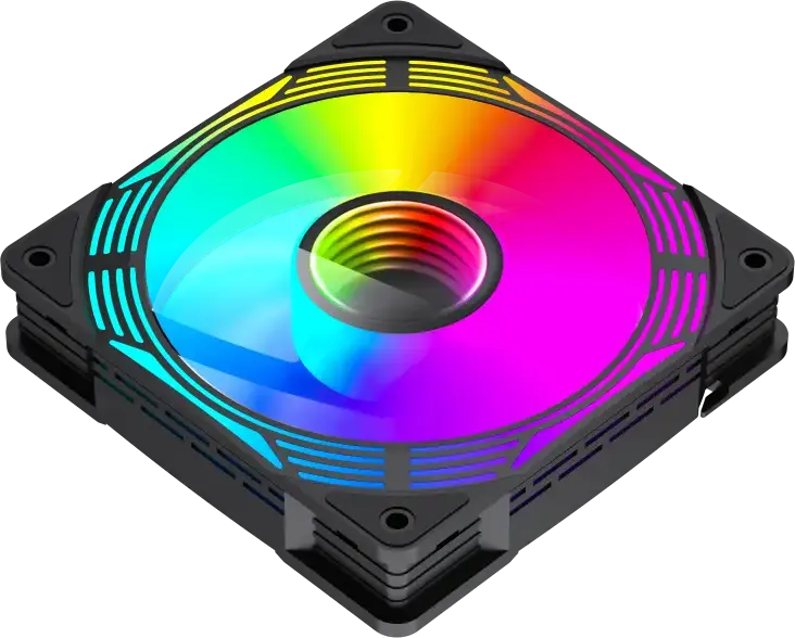 Ventilator PC GAMEMAX FN12A-C8I-R 120mm ARGB, Pale Inversate, PWM, Rulment Hidraulic, 800-1600 RPM, Negru