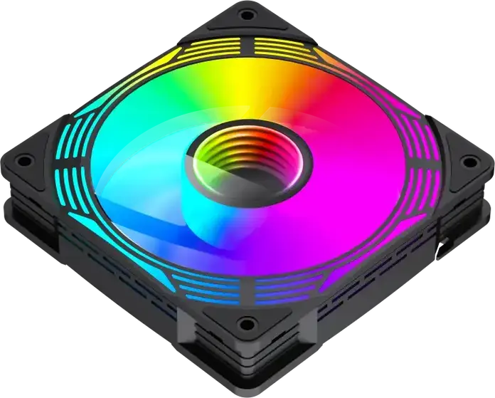 Ventilator PC GAMEMAX FN12A-C8I-R 120mm ARGB, Pale Inversate, PWM, Rulment Hidraulic, 800-1600 RPM, Negru