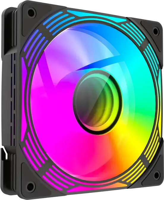 Ventilator PC GAMEMAX FN12A-C8I-R 120mm ARGB, Pale Inversate, PWM, Rulment Hidraulic, 800-1600 RPM, Negru