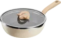 Tefal G1678704 One Pick Pot Pan 24 cm Deep Frying Pan with Glass Lid, Set of 2 Pieces, Titanium Non-Stick Aluminum, Induction Compatible, Beige