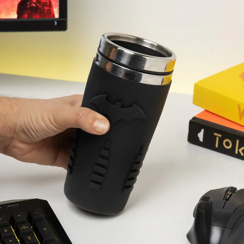 Термокружка Paladone DC Batman Travel Mug V2 PP4380BMV3, 450мл из нержавеющей стали с двойными стенками, герметичный стакан BPA-free, черный