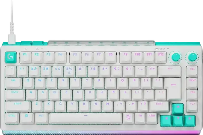 Механическая игровая клавиатура Logitech G512 X 75, белые тактильные переключатели, формат 75%, RGB-подсветка, авиационный алюминий, белая, проводная USB