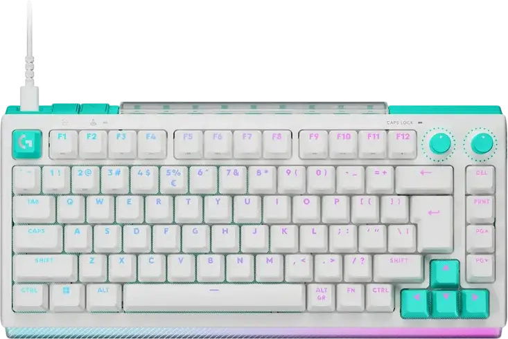 Механическая игровая клавиатура Logitech G512 X 75, белые тактильные переключатели, формат 75%, RGB-подсветка, авиационный алюминий, белая, проводная USB