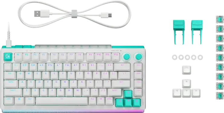 Механическая игровая клавиатура Logitech G512 X 75, белые тактильные переключатели, формат 75%, RGB-подсветка, авиационный алюминий, белая, проводная USB