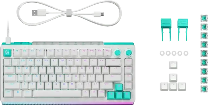 Механическая игровая клавиатура Logitech G512 X 75, белые тактильные переключатели, формат 75%, RGB-подсветка, авиационный алюминий, белая, проводная USB