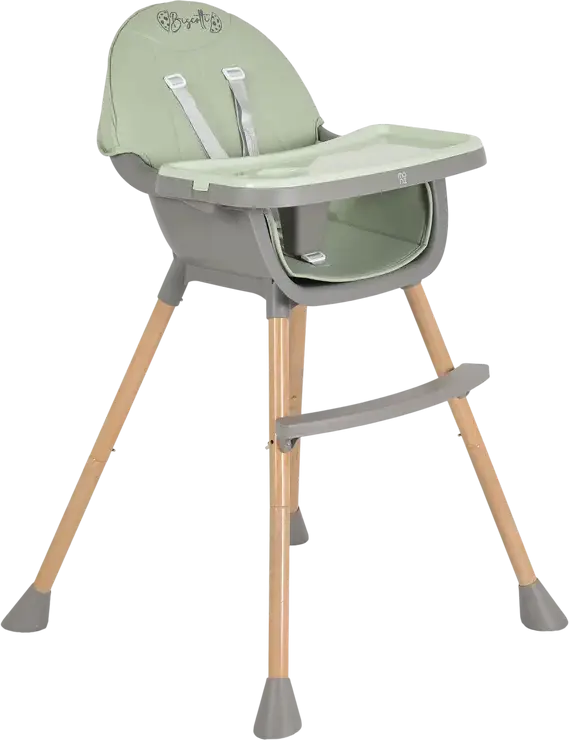 Scaunul de hranire 2-in-1 Moni Biscotti 82-508, Scaun Ridicat si Low Chair, Centura de Siguranta cu 5 Puncte, Tava Double Feeding cu Portcup, Piele PU