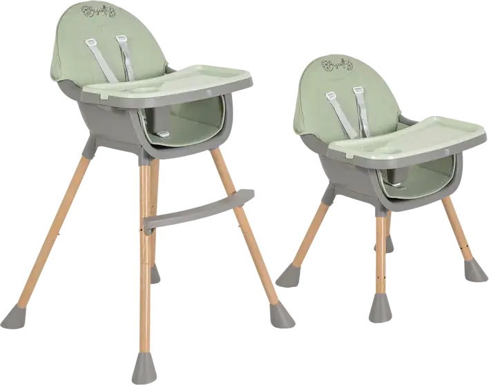 Scaunul de hranire 2-in-1 Moni Biscotti 82-508, Scaun Ridicat si Low Chair, Centura de Siguranta cu 5 Puncte, Tava Double Feeding cu Portcup, Piele PU