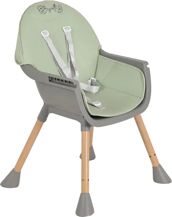 Scaunul de hranire 2-in-1 Moni Biscotti 82-508, Scaun Ridicat si Low Chair, Centura de Siguranta cu 5 Puncte, Tava Double Feeding cu Portcup, Piele PU