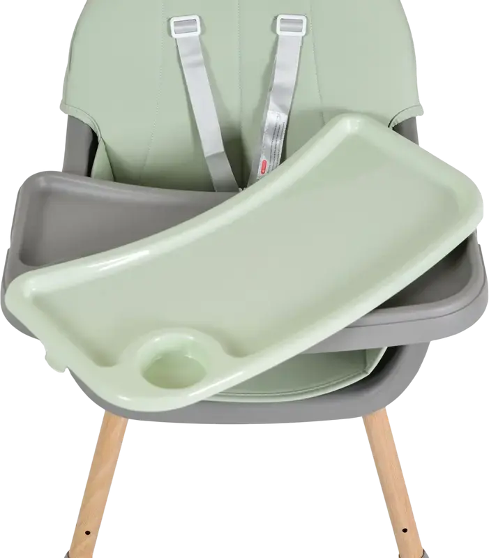 Scaunul de hranire 2-in-1 Moni Biscotti 82-508, Scaun Ridicat si Low Chair, Centura de Siguranta cu 5 Puncte, Tava Double Feeding cu Portcup, Piele PU
