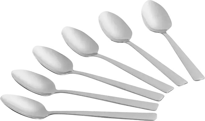Ardesto AR1906CT Gemini Como Tea Spoon Set of 6, Stainless Steel, Mirror Polish, 137 mm, Grey, Dishwasher Safe