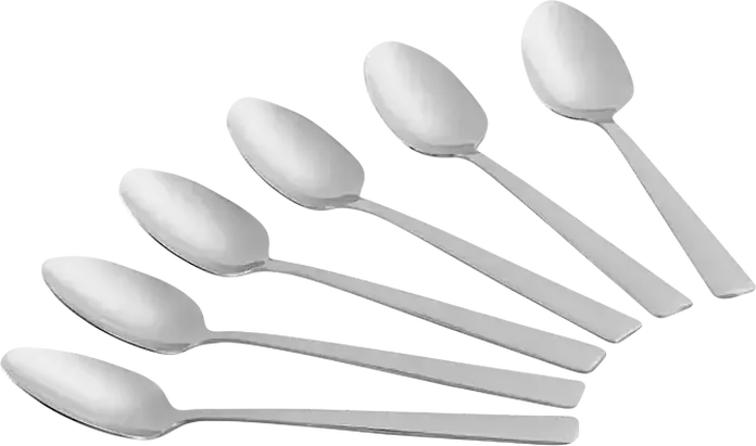 Ardesto AR1906CT Gemini Como Tea Spoon Set of 6, Stainless Steel, Mirror Polish, 137 mm, Grey, Dishwasher Safe