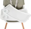Scaun de hranire Cangaroo Moni Gelato 2 in 1, Cadru Lemn, Scaun Piele Ecologica, Centura de Siguranta in 5 Puncte, Tava Detasabila, Gri, 60 x 57 x 93 cm