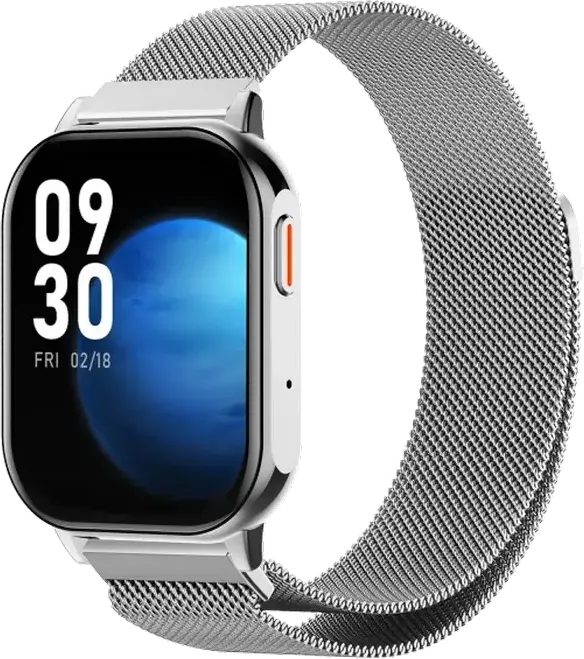 Proove Elysium Smart Watch, 2.04-inch AMOLED Display, Aircraft Alloy Case, Diamond-coated Glass, Milanese Loop Strap, IP68 Water Resistant, Silver