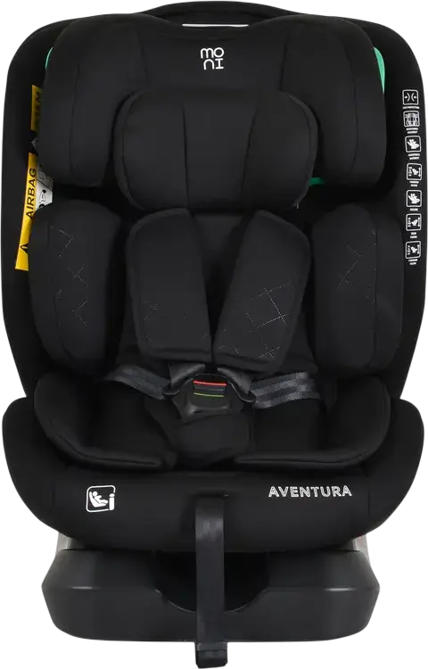 Автокресло Moni Aventura R129 i-Size 40-150 см 0-36 кг 0-12 лет, Черный, с боковой защитой Side Guard и подголовником на 17 позиций