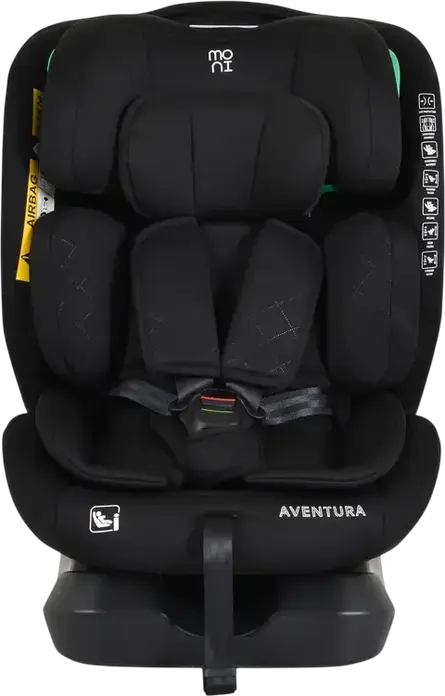 Автокресло Moni Aventura R129 i-Size 40-150 см 0-36 кг 0-12 лет, Черный, с боковой защитой Side Guard и подголовником на 17 позиций