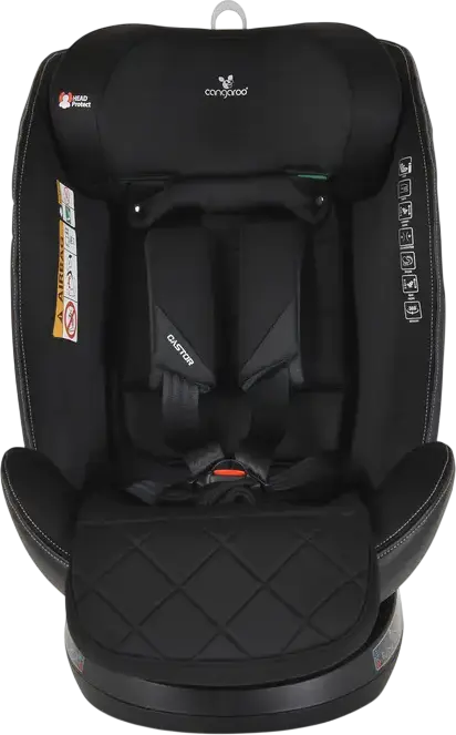 Scaun Auto Universal Cangaroo Castor i-Size 360, Gri, 0-36 kg, 40-150 cm, 0-12 Ani, ISOFIX, Rotire 360 Grade, Standard de Siguranta R129, Protectie Impact Lateral