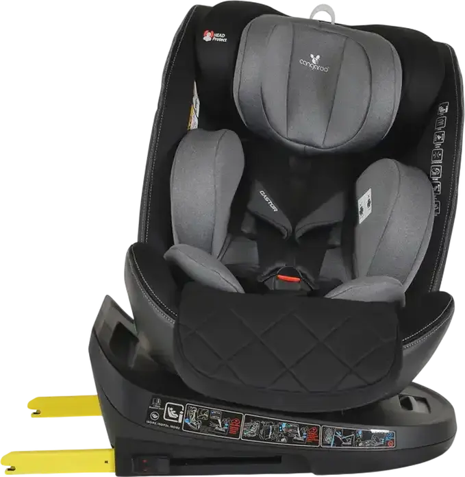 Scaun Auto Universal Cangaroo Castor i-Size 360, Gri, 0-36 kg, 40-150 cm, 0-12 Ani, ISOFIX, Rotire 360 Grade, Standard de Siguranta R129, Protectie Impact Lateral