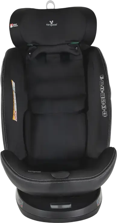 Scaun Auto Universal Cangaroo Castor i-Size 360, Gri, 0-36 kg, 40-150 cm, 0-12 Ani, ISOFIX, Rotire 360 Grade, Standard de Siguranta R129, Protectie Impact Lateral