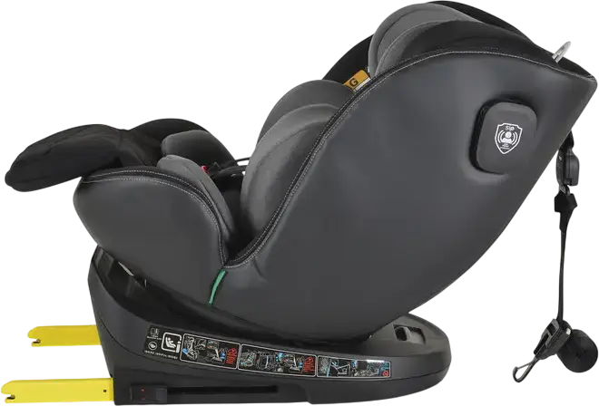 Scaun Auto Universal Cangaroo Castor i-Size 360, Gri, 0-36 kg, 40-150 cm, 0-12 Ani, ISOFIX, Rotire 360 Grade, Standard de Siguranta R129, Protectie Impact Lateral