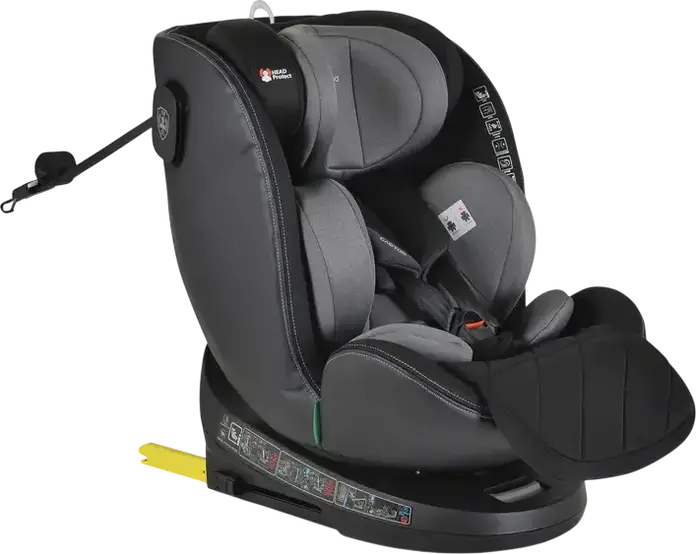 Scaun Auto Universal Cangaroo Castor i-Size 360, Gri, 0-36 kg, 40-150 cm, 0-12 Ani, ISOFIX, Rotire 360 Grade, Standard de Siguranta R129, Protectie Impact Lateral