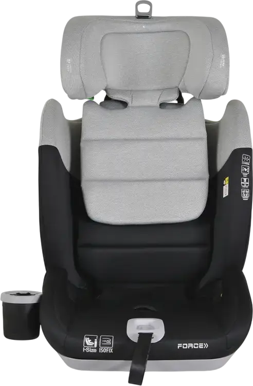 Cangaroo Force Child Car Seat Group 1/2/3 i-Size R129 ISOFIX, 9-36 kg, 76-150 cm, 5-Point Safety Belt, Cup Holder, Grey, Top Tether