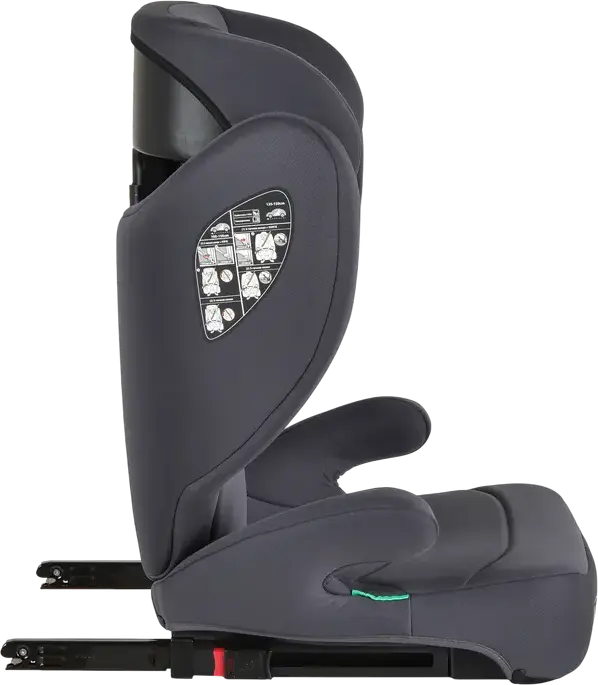 Scaun Auto Moni i-Race Grupa 3, 22-36 kg, 100-150 cm, i-Size R129, Fixare Isofix si Centura, Booster cu Spatar Ajustabil, Gri Piatra