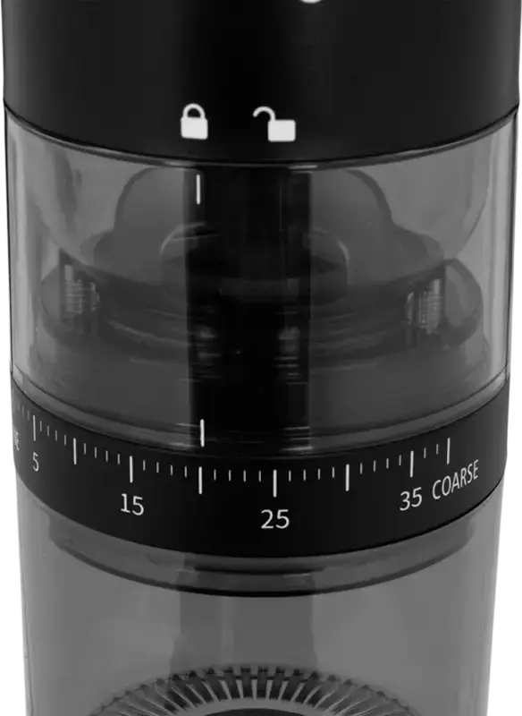 Huslog CoffeeSmash HUS1064 Wireless Electric Coffee Grinder, Stainless Steel Burrs, 25g Capacity, USB-C Charging, Adjustable Grind, Black