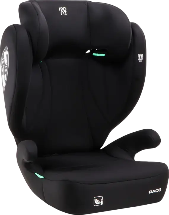Scaun Auto Moni Race Grupa 2/3 (15-36 kg), 100-150 cm, Transformabil in Rapel, Tatariera Reglabila, Husă Demontabilă și Lavabilă, Negru