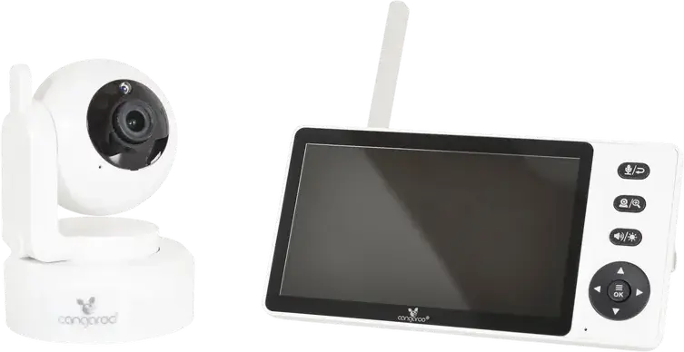 Baby Monitor Video Cangaroo Iris, Ecran TFT LCD 5.5 inch, Camera Rotabila 360 Grade, Vedere Nocturna, Comunicare Bidirectionala, Alb