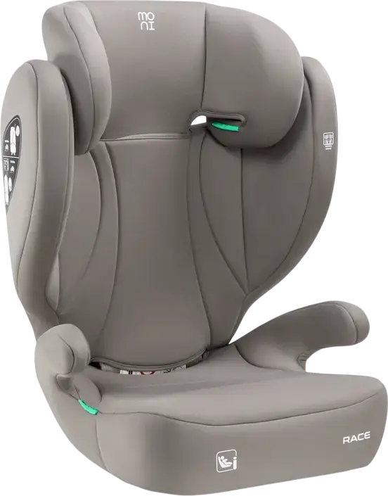 Scaun Auto Moni Race Grupul 2/3, 100-150cm, 15-36kg, Certificare i-Size, Tatariera Reglabila, Transformare in Booster, Cool Beige