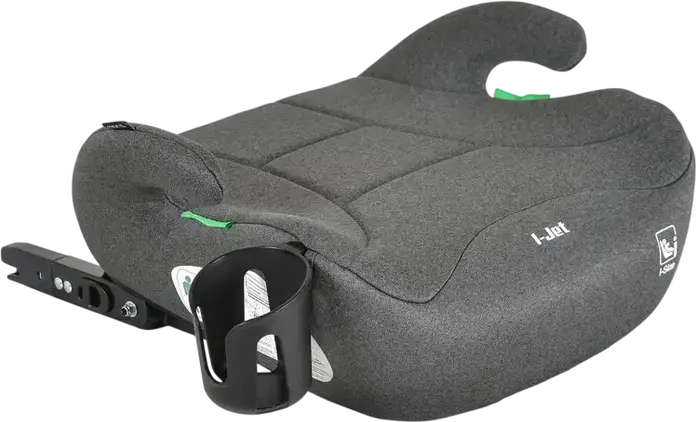 Scaun Auto Booster Moni I-Jet i-Size Grupa 2/3, 15-36 kg, 125-150 cm, Fixare Isofix, Centuri de Siguranta in 3 Puncte, Cu Portcup, Gri/Alb