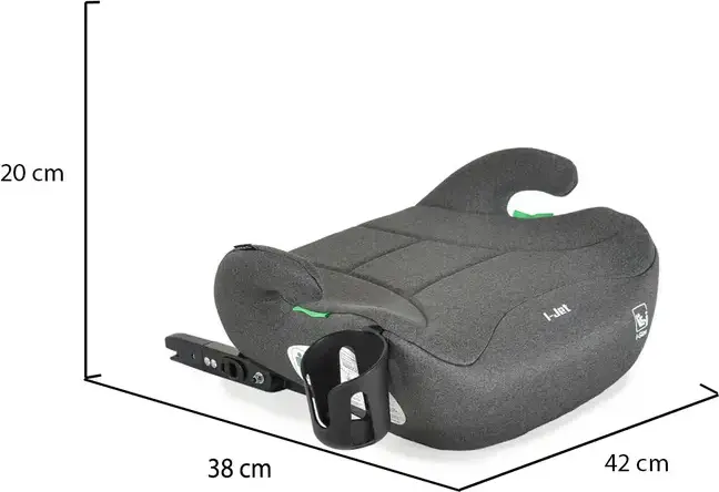 Scaun Auto Booster Moni I-Jet i-Size Grupa 2/3, 15-36 kg, 125-150 cm, Fixare Isofix, Centuri de Siguranta in 3 Puncte, Cu Portcup, Gri/Alb