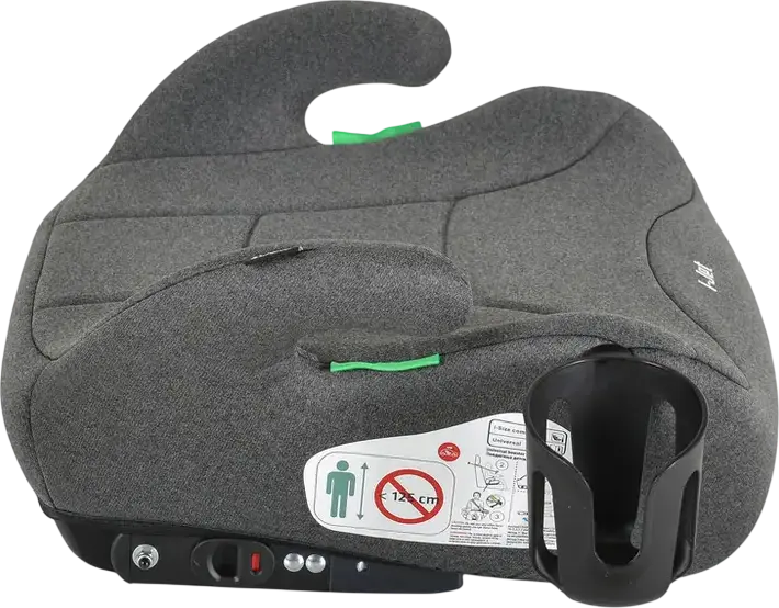 Scaun Auto Booster Moni I-Jet i-Size Grupa 2/3, 15-36 kg, 125-150 cm, Fixare Isofix, Centuri de Siguranta in 3 Puncte, Cu Portcup, Gri/Alb
