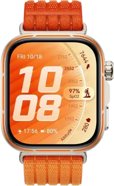 Huawei Watch Fit 5 Pro Smartwatch, Orange, 1.92" AMOLED Display, Titanium Alloy Bezel, Sapphire Glass, ECG, GPS L1+L5, 5 ATM & 40m Diving, IP6X