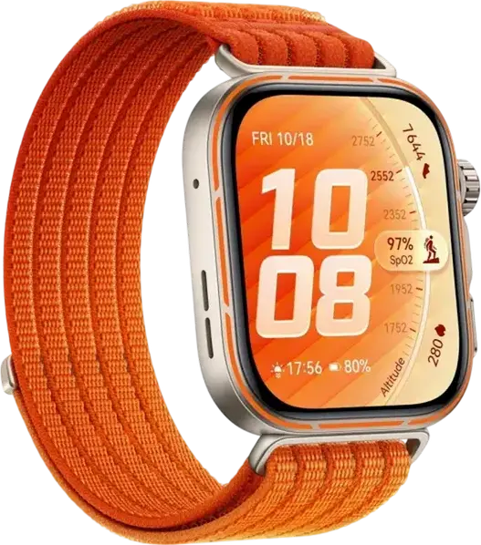Huawei Watch Fit 5 Pro Smartwatch, Orange, 1.92" AMOLED Display, Titanium Alloy Bezel, Sapphire Glass, ECG, GPS L1+L5, 5 ATM & 40m Diving, IP6X
